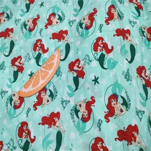 Disney Princess Little Mermaid Ariel 100% Cotton Fabric for Girl Clothes Hometextile Cushion Cover Backpacks Needlework DIY