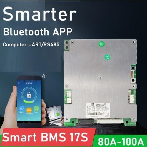 JBD smart BMS 17S 80A 100A 60V Li-ion 18650 Lithium Battery Protection Board W balance BMS Bluetooth APP UART/RS485 control