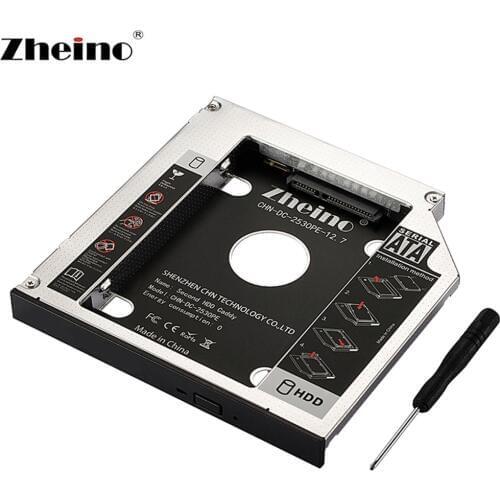 Zheino 2.5 SATA3 12.7mm 2nd Aluminum Alloy HDD Caddy Adapter Case for CD/DVD-ROM Optical Hard Drive