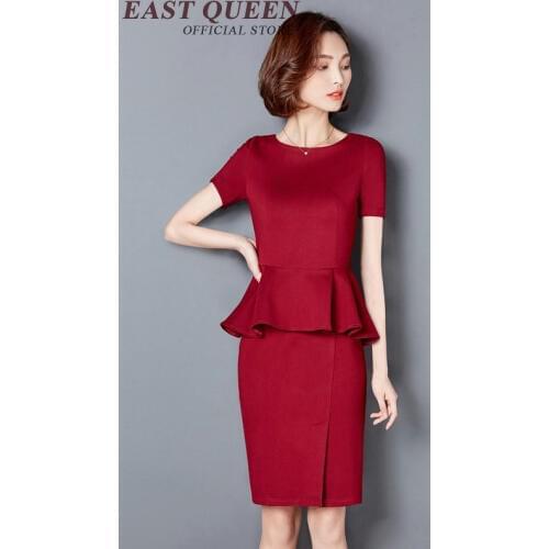Women suits with skirts one-piece office uniform designs women round neck casual office peplum ladies dress AA2299 YQ