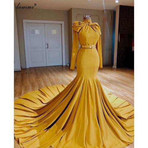 Abendkleider Muslim Long Sleeves Evening Dresses Long Formal Dubai Evening Gowns Kaftan Couture Mermaid Celebrity Dress Party