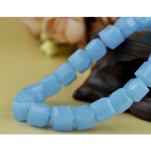 100pcs/lot Lake Blue Cube Crystal Jewelry Beads 6mm Square Shape Glass Jewelry Beads for DIY Necklace Jewelry Making Accessories