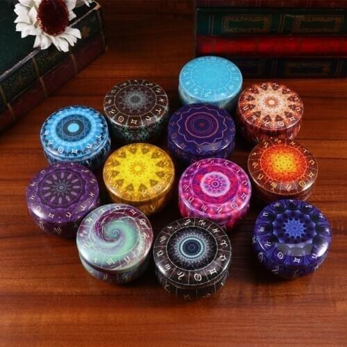 12PCS 12 Constellation Series Tinplate Cans Scented Candles Storage Box Essential Oil Fragrance Case Eco-friendly Tinplate Cans