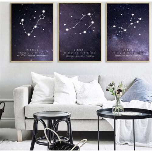 12 Constellations Character Home Decor Nordic Canvas Painting Wall Art Modern Posters and Prints Minimalist Art for Living Room