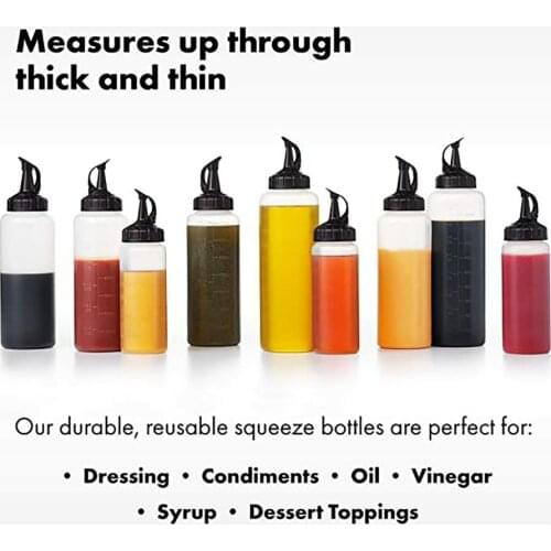 3pcs Plastic Condiment Squeeze Bottles Scale Squeeze Bottle With Leakproof Cap Kitchen oil Sauce Bottle Salad Squeeze Bottle