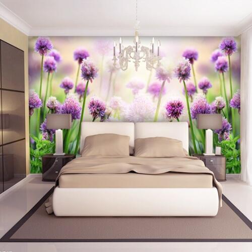 3d 3d Papel de parede purple flower mural 3d wall mural for living room Background 3d wall photo murals home decor