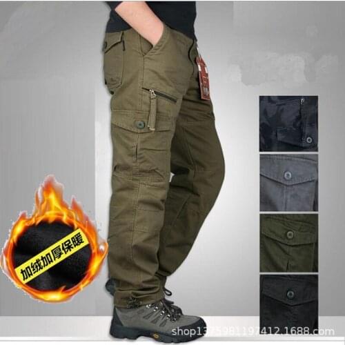 Mens Trousers Winter Warm Casual Pants Large Size Plus Velvet Thick Overalls Fashion Straight Loose Sports Pants