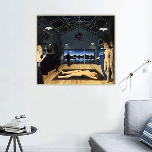 Citon Paul Delvaux《Abandonment,1964》Surrealism Canvas Oil Painting Artwork Poster Picture Background Wall Decor Home Decoration