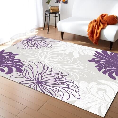 Purple White Flower Dahlia Carpets for Living Room Bedroom Area Rug Kids Room Play Mat 3D Printed Home Large Carpet