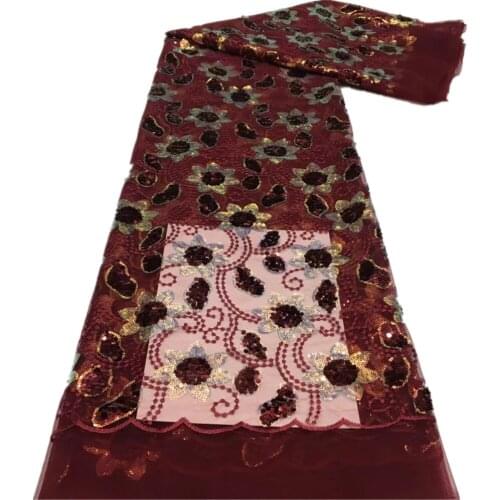 SJ Lace 2021 French Mesh Lace Fabric With Sequins African Lace Fabric Nigerian Tulle Lace Fabrics For Party Sewing xx4-66