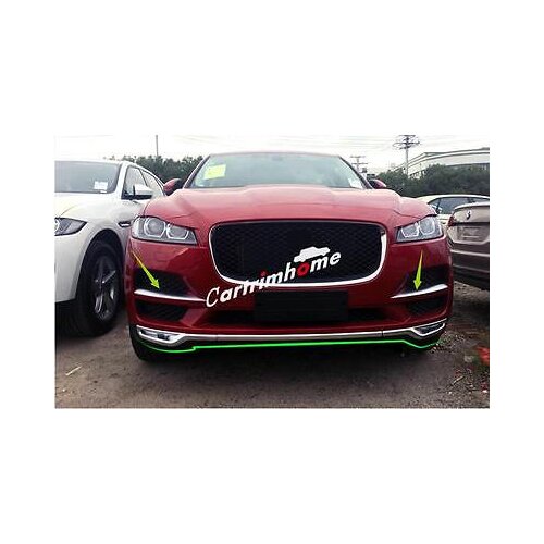 Front Bumper Lip + Fog Light Cover Trim 5pcs For Jaguar F-Pace X761 2016-2017