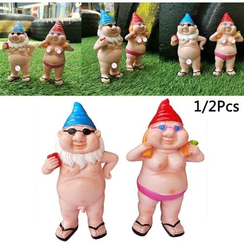 Garden Goblin Art Decoration Naked Man Woman Gnomes Statue Crafts for Garden Yard Outdoor Indoor Resin Ornaments Home Decor