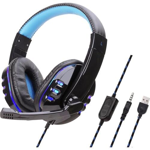 Gaming Headset 3.5mm/USB Port Wired Earphones LED Light Game Headphones With Mic for Phone PS4 PC Laptop