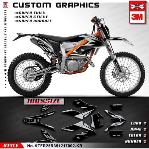 KUNGFU GRAPHICS Personalised Stickers Motocross Graphics for Freeride 250 350 2012 2013 2014 2015 2016 2017, Black Kit