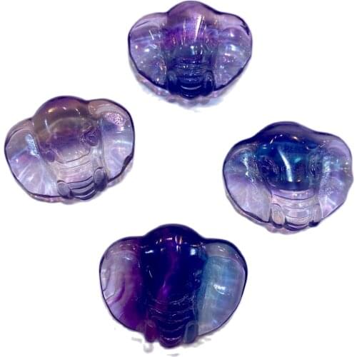 A Top Rainbow Color Fluorite Carved Elephant Quartz Crystal Healing Stone Handicraft Gemstone Livingroom Ornament Home Decor