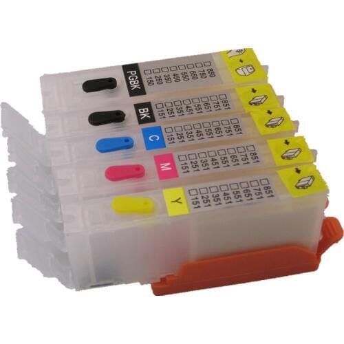 PGI-150 BK CLI 151 refillable ink cartridge for canon PIXMA IP7210 MG5410 MX721 MX921 MG5510 IX6810 printer with chip 5 color