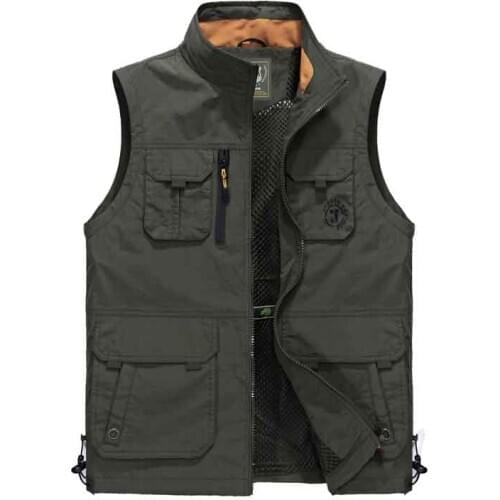 Men' Sleeveless Vest Jackets Male Water-resistant Multipockets Functional Waistcaot Hiking Camping Fishing Outdoor Vests Coats