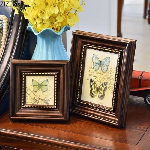 Vintage Imitation Wood Photo Frame Set Nightstand Family Portrait Desk Decoration 4/6/7/10 Inch Picture Frames Rustic Home Decor
