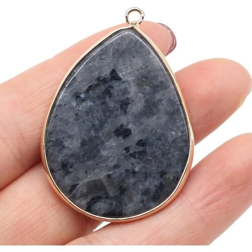 Natural Stone Pendant Drop-Shaped Flash Labradorite Charms For Jewelry Making DIY Necklace Anklet Accessory