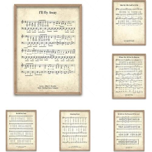 Incroyable hymne rétro Grace Wall Art Bible partition impression affiche mur artiste décoration de la maison grand mur Art giclé