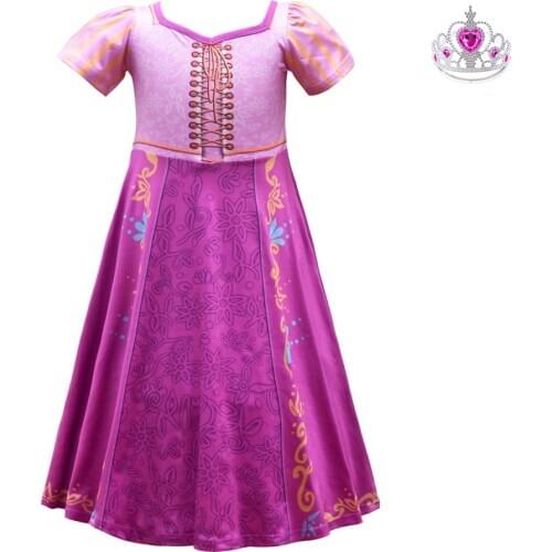 Summer Girls Nightgown Short Sleeve Rapunzel Costume Children Princess Dress Kids Tangled Pajamas Dressing Gown Girl Nightdress