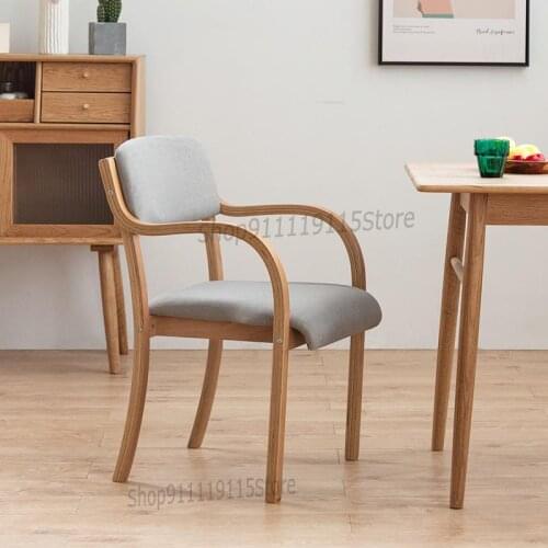 Solid Wood Dining Chair Modern Simple Back Leisure Chair Dining Desk Home Computer Office Single Armchair