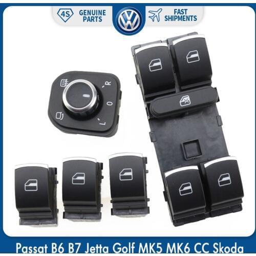 OEM 5Pcs Set Master Window Chrome Switch Control for VW Volkswagen Jetta Golf Passat B6 CC