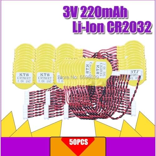 50Pcs/lot Original CR2032 CR2032W 3V lithium battery Computer motherboard battery With plug Made in Japan