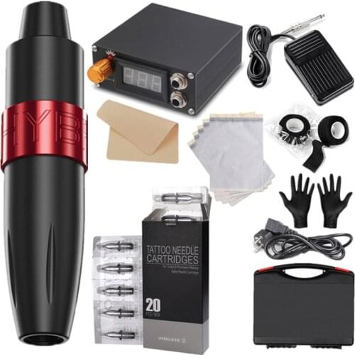 Complete Tattoo Machine Kit Tattoo Rotary Gun Pen Tattoo Power Supply Cartridges Needles Permanent Makeup Machine Accessories