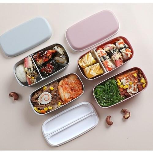 Portable Lunch Box Food Storage Container Bent Microwavable Portable Picnic Camping Rectangle Outdoor Box Lunch Box