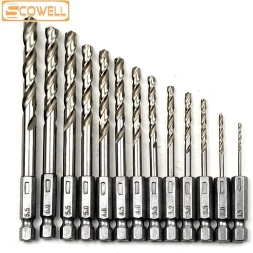 30% Off Professional Power Tools13pc Hex Shank High Speed Steel Quick Change Titanium Drill Bits Set Tool 1.5-6.5mm Countersink