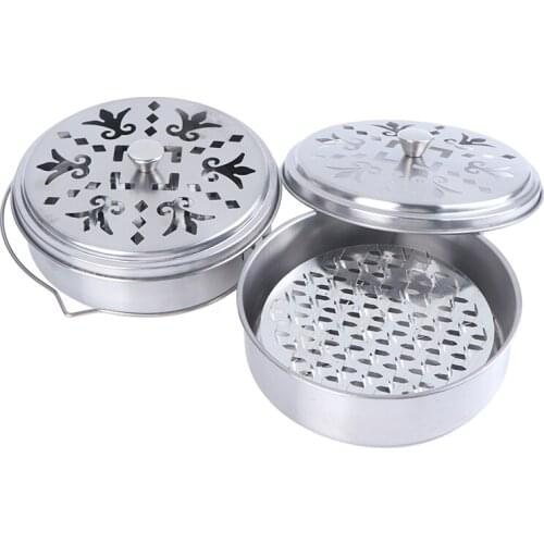 Frame Safe Metal Round Rack Plate Portable Spiral with Cover Mosquito Coil Holder Tray Incense Insect Repellent