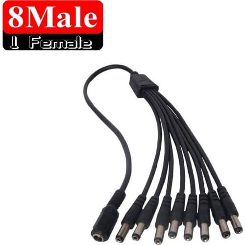 DC 1 to 8 Power Splitter Cable Cord For CCTV Camera, 1 Female to 8 Male CA Ship