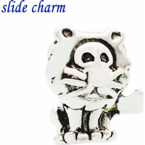 Slide charm Free shipping Mothers Day animal lion the luxury brand charm beads fit Pandora charm bracelet Christmas