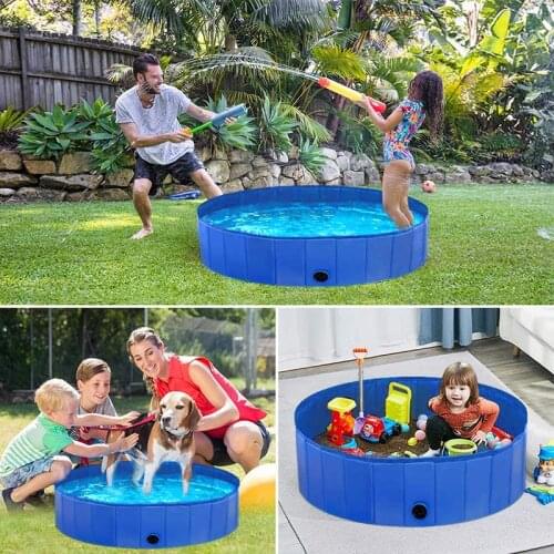 Foldable Dog Pool Slip-Resistant Kiddie Pool Portable PVC Pet Dog Swimming Pool Plastic Kiddie Pool for Kids Dog Pet Bath Pool