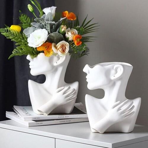 Resin Vase Home Decor Flower Pot Sculpture Room Decoration Jewelry Stand Necklace Display Stand European Art Statue Model