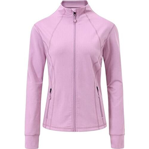 Womens Polyester Sports Long Sleeved Lightweight Full Zip-UP Tight Workout Running Track Jacket