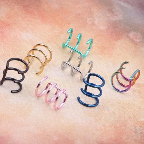 ZLDYOU Fashion Colorful Stainless Steel Ear Cuff No Piercing Stud Body Jewelry For Women Men Clip Earrings