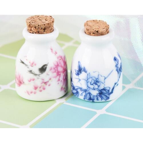 1pc Peony/Magpie Mini Ceramic Glass Dappen Dish Bowl Cup With Wood Lid Acrylic Liquid Glitter Powder Bottle DIY Nail Art Tools