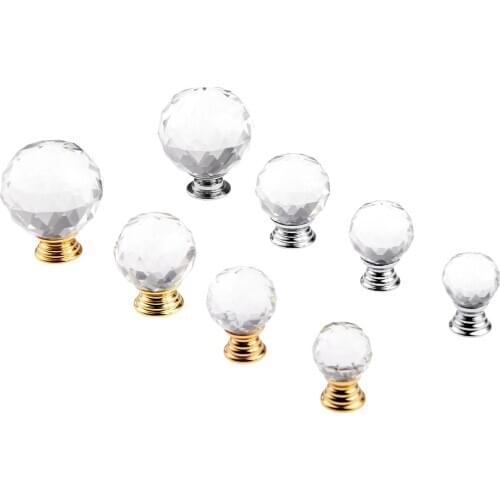 1Pc Clear Crystal Glass Furniture Door Knob Drawer Cabinet Knobs and Handles Wardrobe Cupboard Kitchen Pull Handle 20/25/30/40mm