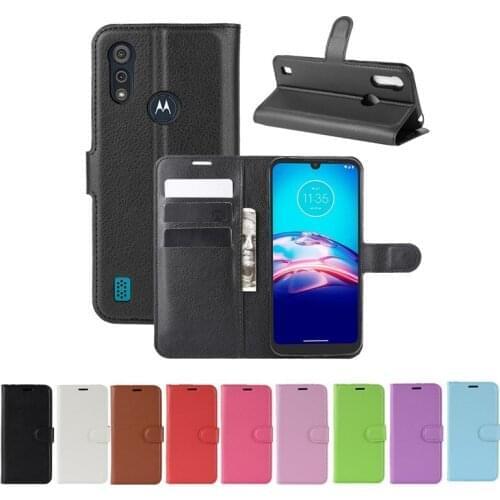 10pcs/lot PU leather Flip Wallet Litchi Pattern Phone Case For Moto E6S 2020 G8 Power Lite Lychee Grain