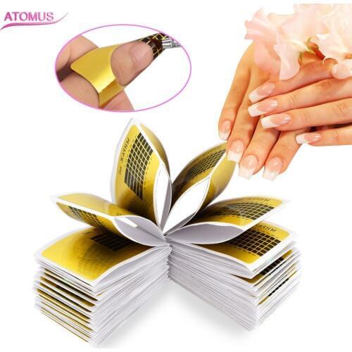 100 Pcs Professional UV Gel Nail Extension Forms DIY Tips Manicure Kits Acrylic Curve Nails Gel Nail Extension Art Guide Form