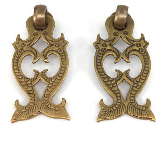 2PCS Vintage Brass Double Dragon Drawer Door Pull Knob Cabinet Dresser Handle 55*24mm Gift Jewelry Box Decorative Knobs