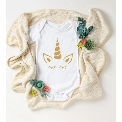 2021 Cute Unicorn Print Baby Romper Short Sleeve Summer Baby Clothes Cotton Baby Girl Boy Bodysuit Newborn Onesie