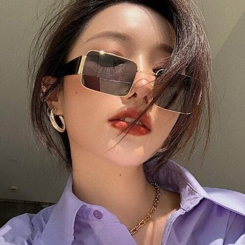 2021 Vintage Square Metal Men Sunglasses Anti-Reflective Mirror Women Over Sized Glasses New Sun Glasses Uv400