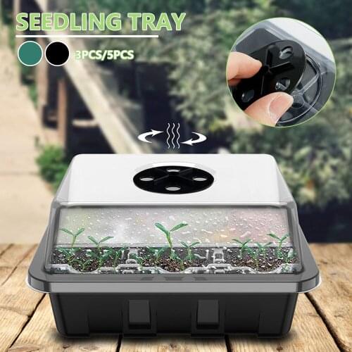 3/5pc 12Hole Plastic Nursery Pots Planting Seed Tray Kit Plant Seeds Grow Box CSeedling Trays Germination Box Gardening Supplies