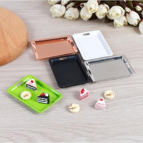42mm*60mm 1/12 doll house Mini Metal Plate Simulation Tray Model Toys for Doll House Decoration Miniature Accessories