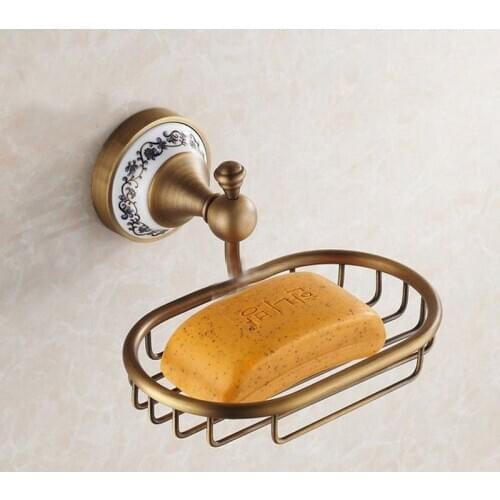 Antique Brass Wall Mounted Bathroom Soap Basket New Bath Soap Dish Holders Bathroom Products