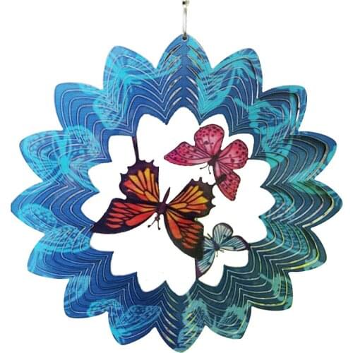 Butterfly Hanging 3D Wind Chimes Indoor Outdoor Garden Decoration Colourful 3D Dynamic Rotating Metal 360 Degrees