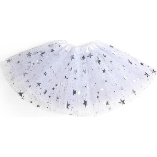 White Baby Kids skirt Girls Princess Stars Glitter Dance Tutu Skirt Sequins Party Dance Ballet Tutu Printed stars Skirts